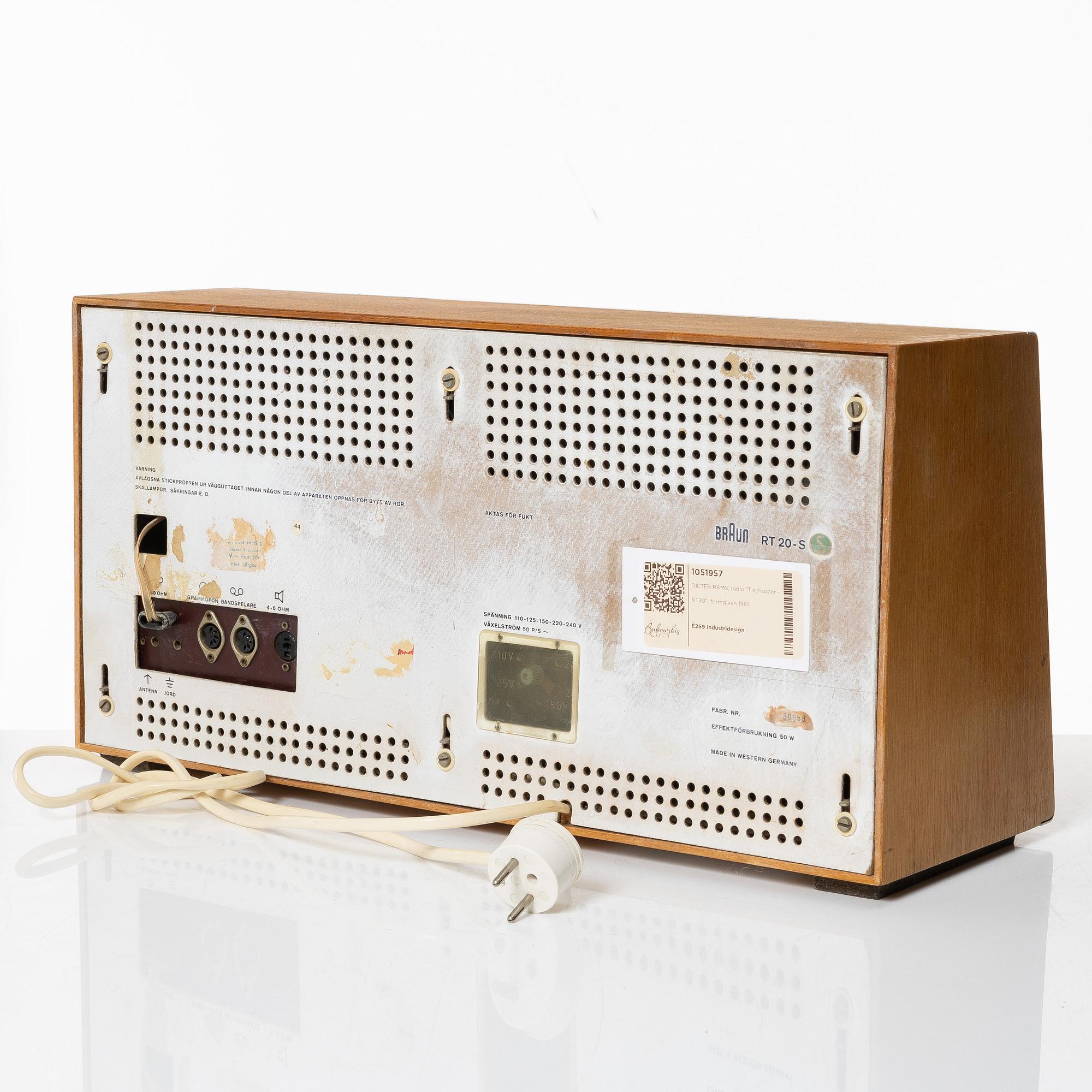 Dieter Rams, radio "Tischsuper - RT20 S", formgiven 1961.