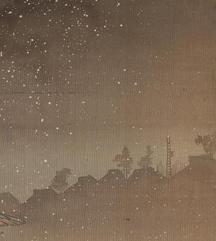 RULLMÅLNINGAR, sex stycken, tusch och färg på papper. Japan, Meiji (1868-1912).