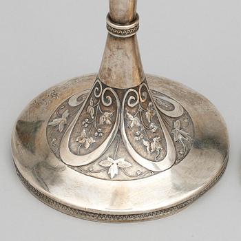 LJUSSTAKAR, ett par, silver, Wien, Österriket Ungern 1806. Vikt ca 545 gram.