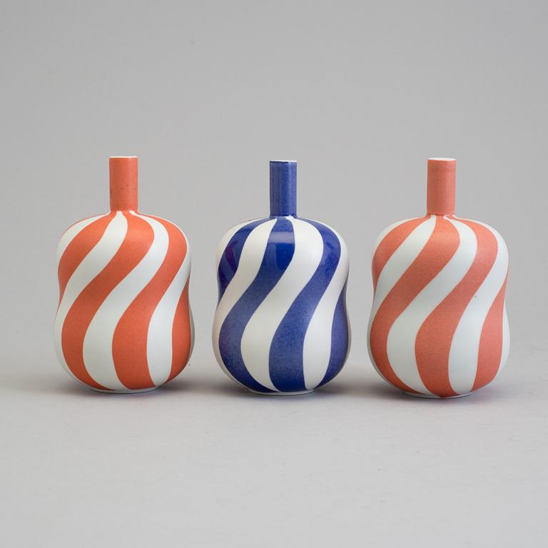 INGER PERSSON, three vases, stoneware, two signed I Persson and dated -94, Rörstrand.