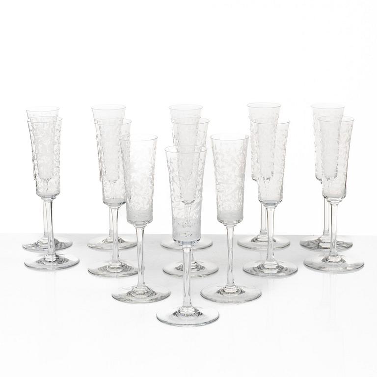 Baccarat, 13 'Leila' champagne glasses, France.