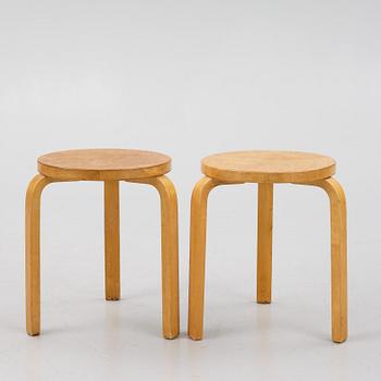 Alvar Aalto, a pair of model 60 stools, Artek, mid 20cth century.