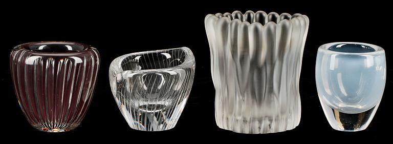 VASER, 4 st, glas bla Tapio Wirkkala IIttala, Finland.