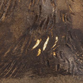 A 20th CENTURY TERRACOTTA DOG.