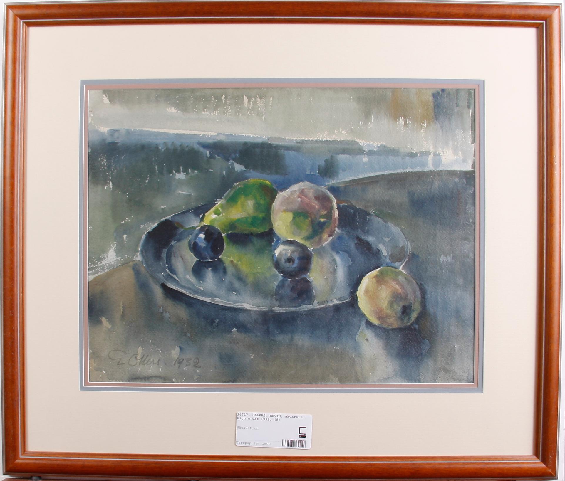 OLLERS, EDVIN, akvarell. Sign o dat 1932.