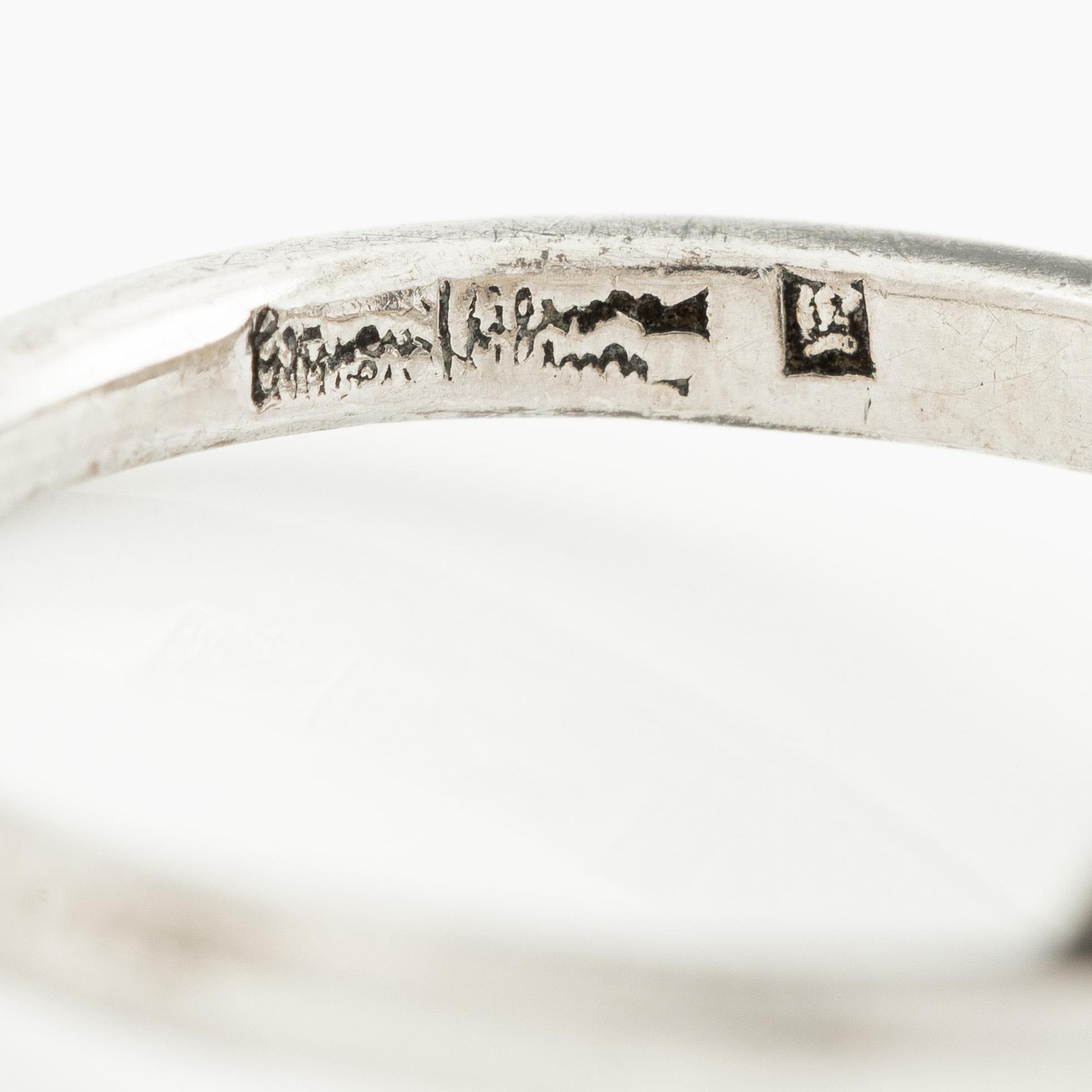 Wiwen Nilsson, ring, silver med fasettslipad bergkristall, Lund 1939.