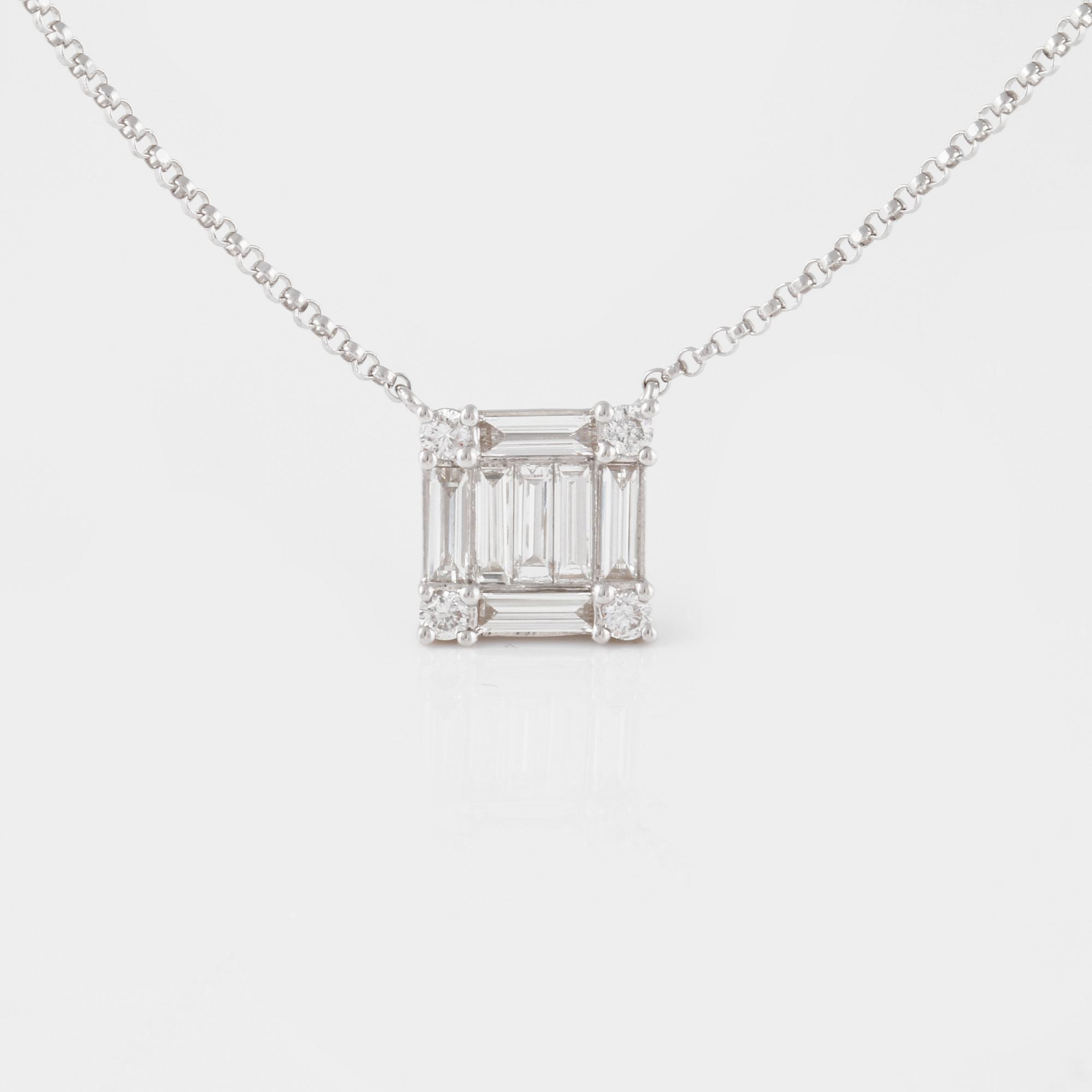 COLLIER, med baguette och briljantslipade diamanter ca 0.60 ct.