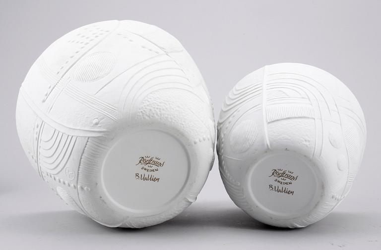 SKÅLAR, 2st, parian, keramik, Bertil Vallien, Rörstrand.