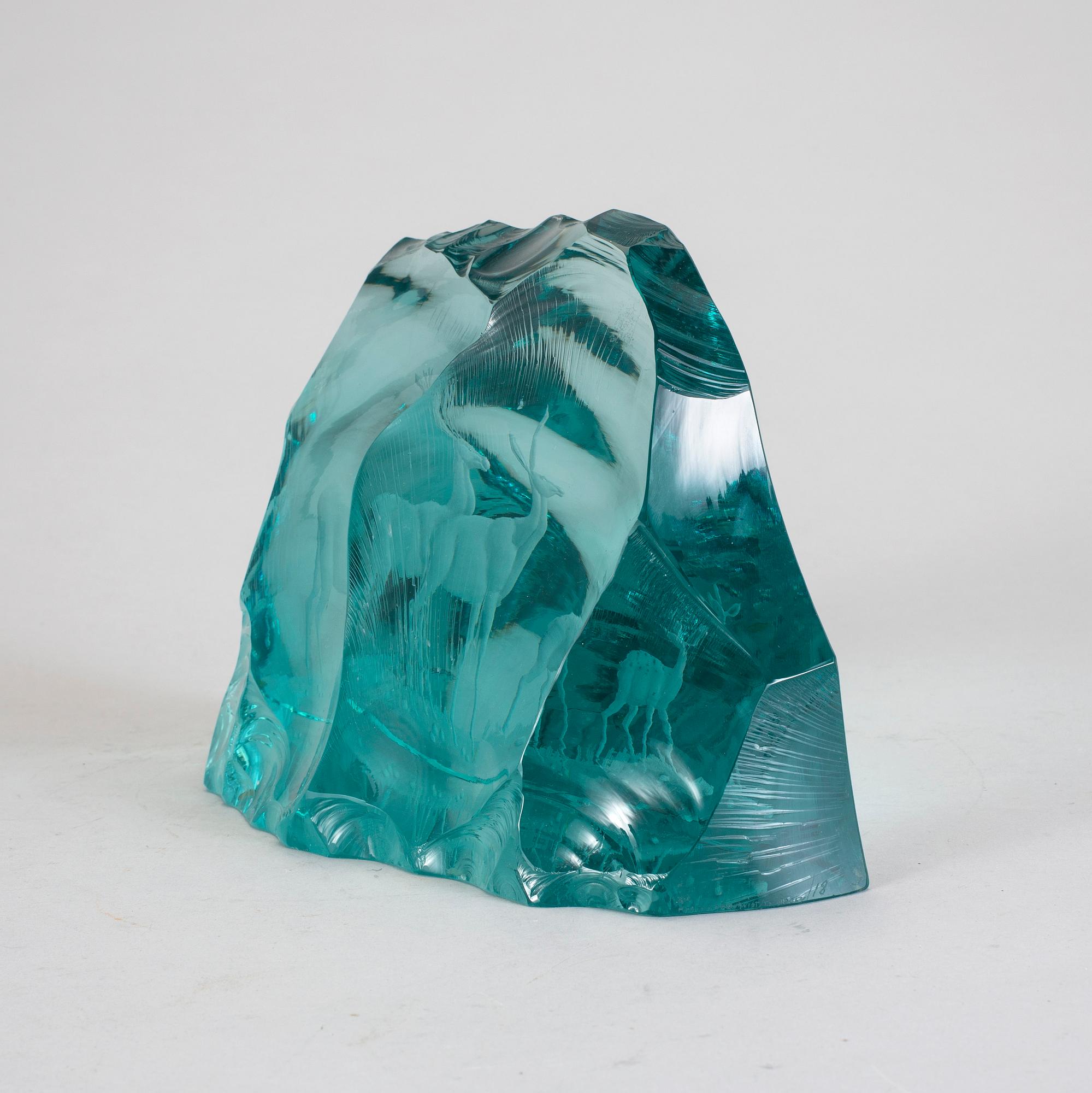 SKULPTUR, glas, signerad Vicke Lindstrand, Kosta.