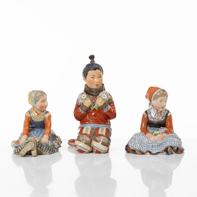 A group of six Danish porcelain figures, Carl Martin-Mansen for Royal Copenhagen, 20th century.