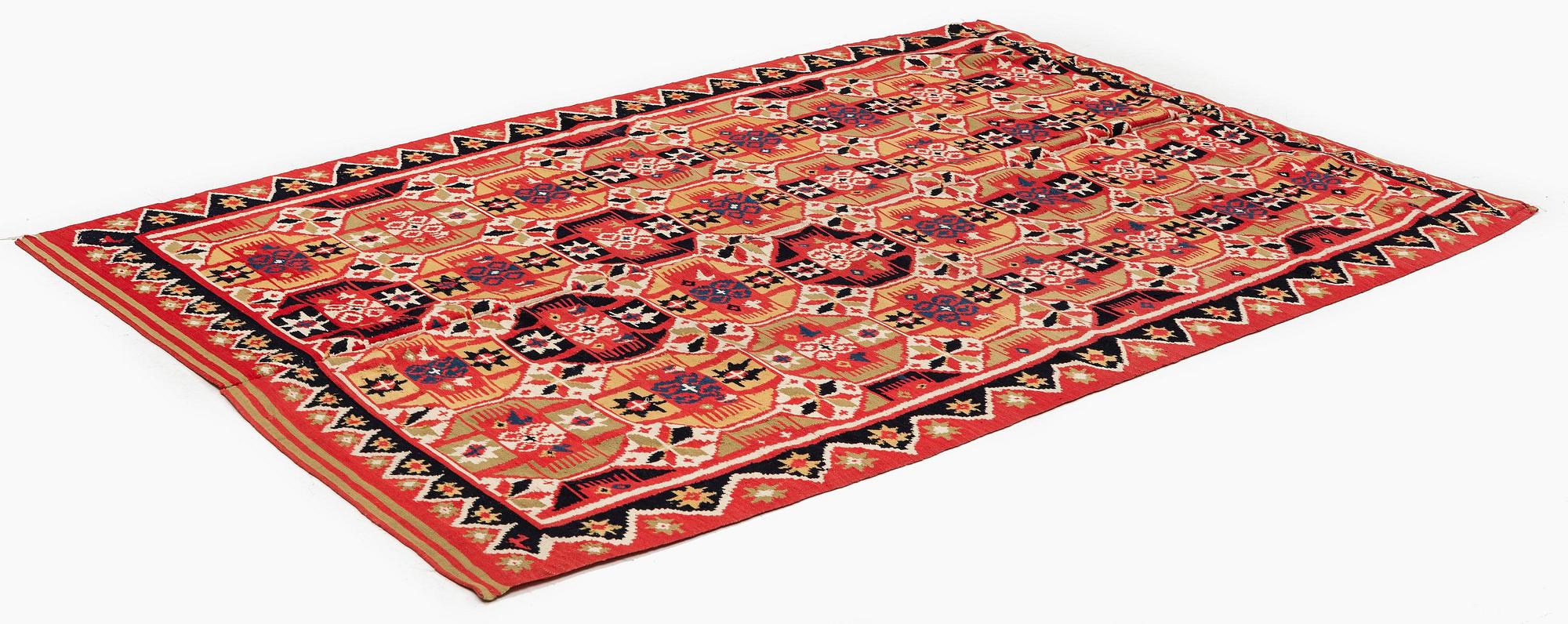 A double-interlocked tapestry bed cover, c. 188 x 129 cm, Scania, Färs, Gärds or Villands district, around 1800-1830.