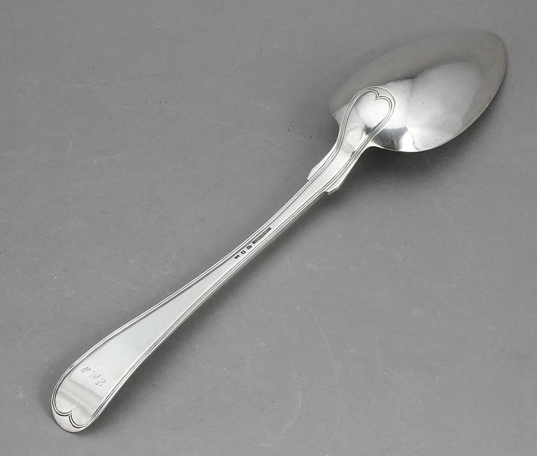 RAGUSKED samt SKEDAR, 6 st, silver, Gustav Graumann, Falun, 1860 respektive 1861. Vikt 548 g.