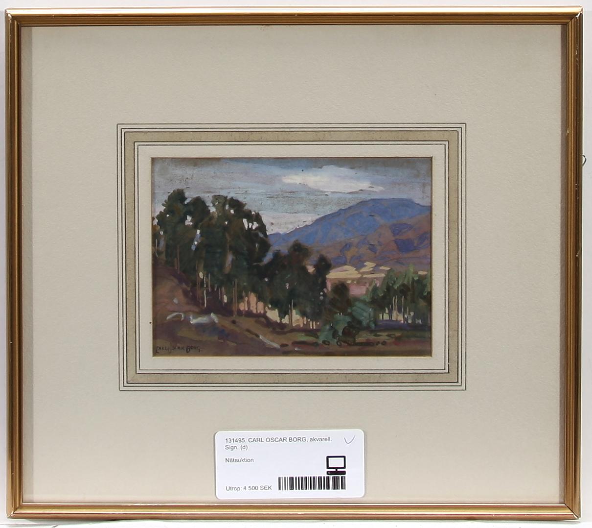 CARL OSCAR BORG, akvarell, sign.