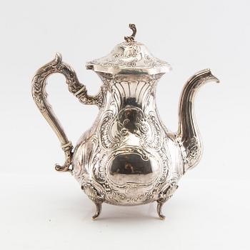 Coffee service 4 dl Rokoko style silver GEWE Malmö 1974/75.