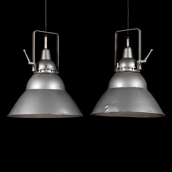 A pair of 1950s 'Lita' industrial pendant ceiling lights, Lita, France.