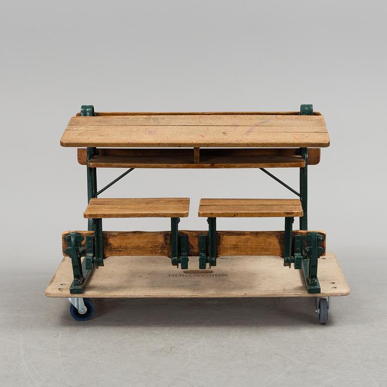 An early 1900s school bench/table.