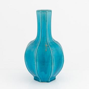 A turquoise glazed vase, 19th Century, presumably, French, Samson.