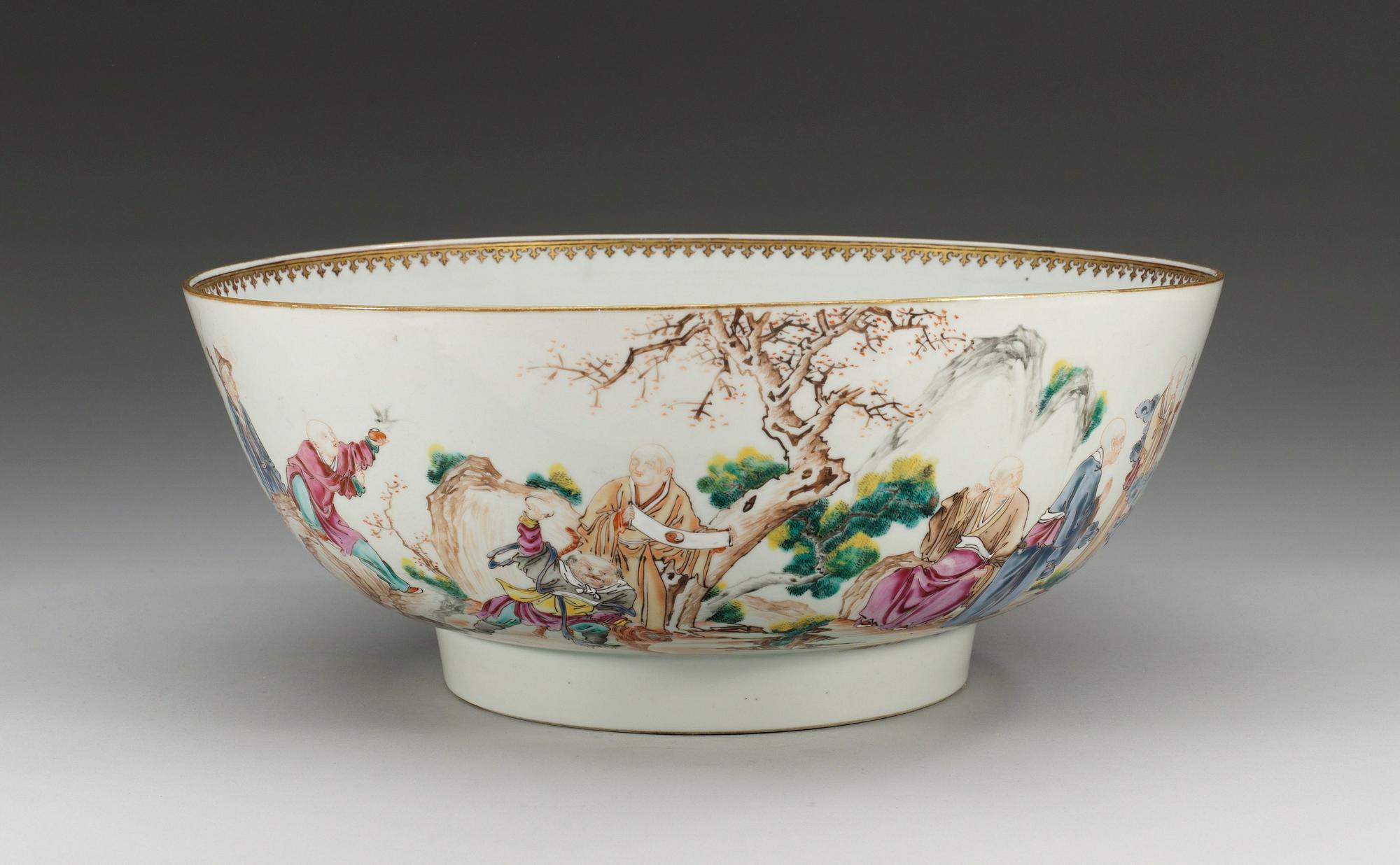 BÅLSKÅL, kompaniporslin. Qing dynastin, Qianlong (1736-95).