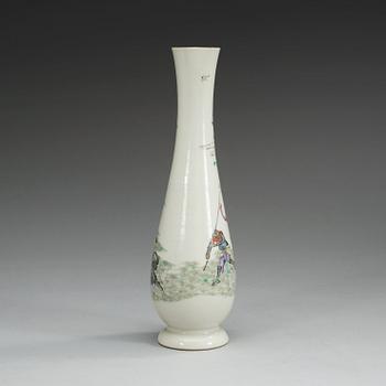 A famille rose vase, Republic, first half of 20th Century with Qianlong seal mark.