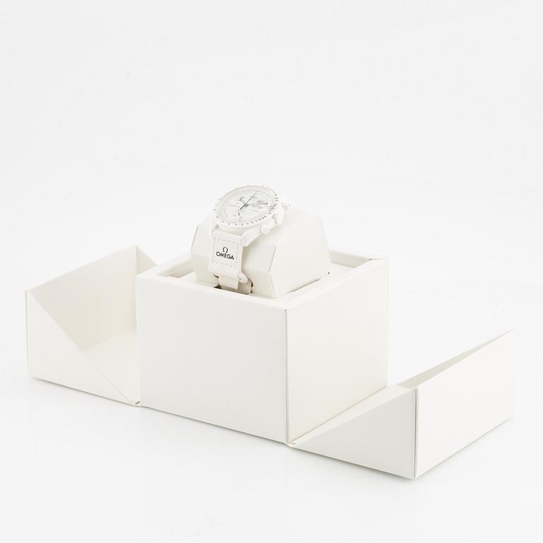 Omega/Swatch,  MoonSwatch, Mission to the MoonPhase, "Snoopy", kronograf, armbandsur, 42 mm.