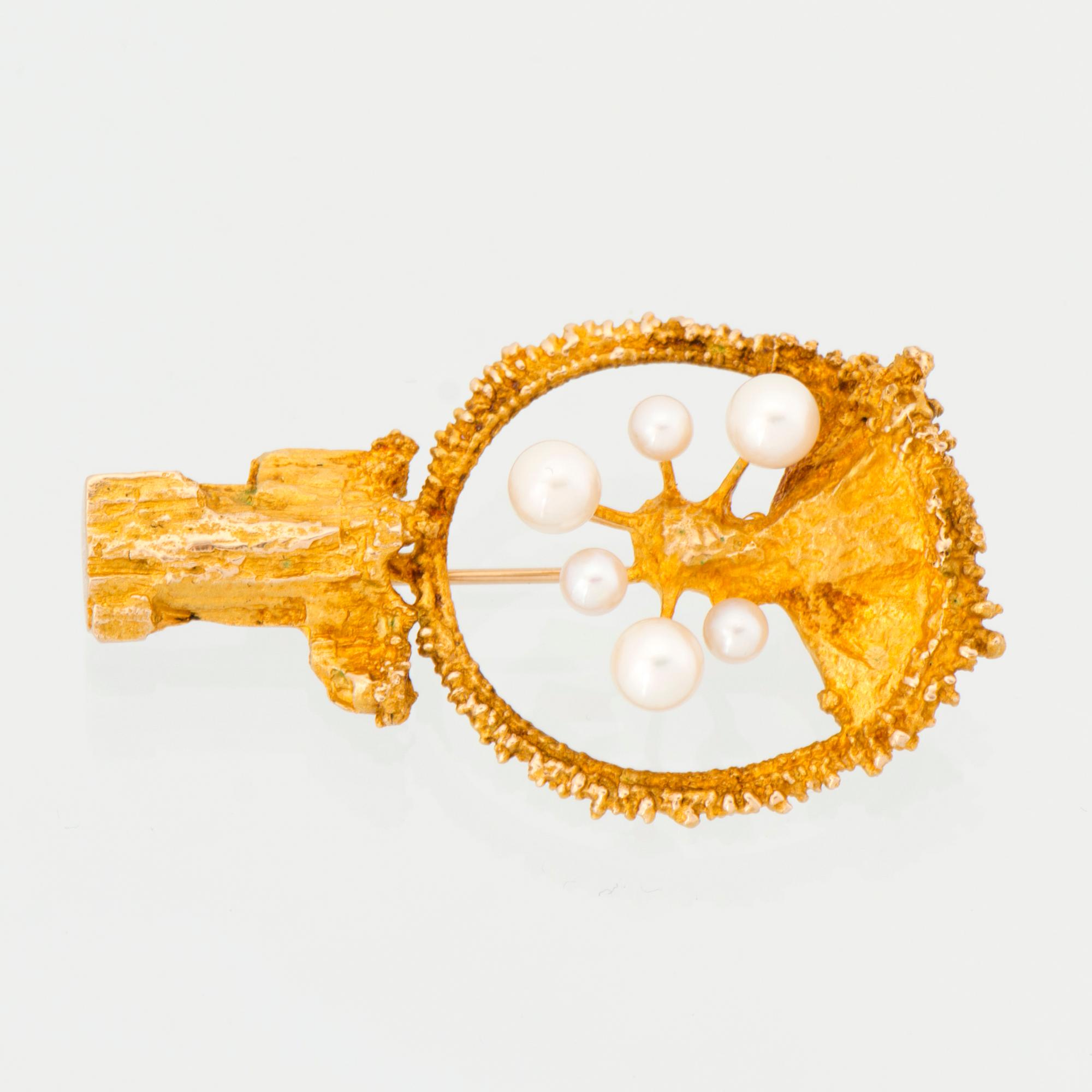 BJÖRN WECKSTRÖM, RINTAKORU, viljellyt helmet, 14K kultaa. Lapponia 1972.