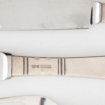 Jacob Ängman, A Swedish silver cutlery set, model "Rosenholm", GAB, Eskilstuna and Stockholm, some 1968 (44 pieces).