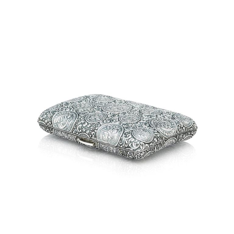 Georg Adam Scheid, cigarettetui, silver, Wien, Österrike-Ungern (1882-1921).