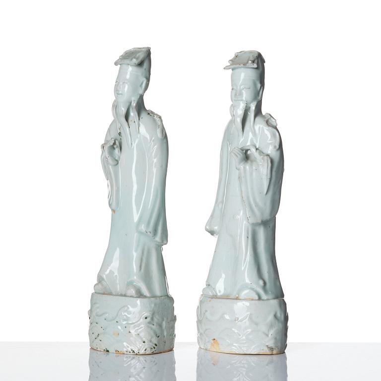 Figuriner, ett par, porslin. Qingdynastin, Qianlong (1736-95).