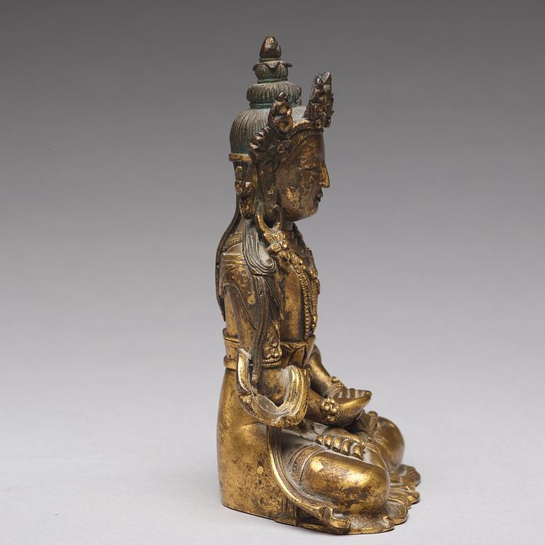 AMMITAYUS BUDDHA, brons. Tibeto-kinesisk, 1700-tal.