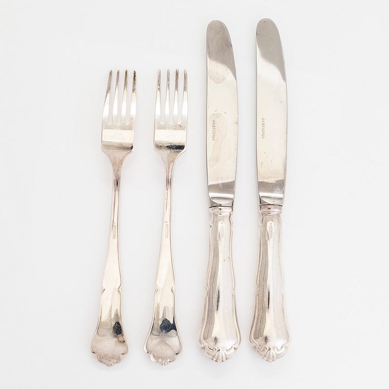 A 24-piece silver 'Chippendale' cutlery set, KPL, Finland 1998. In two original wooden boxes.