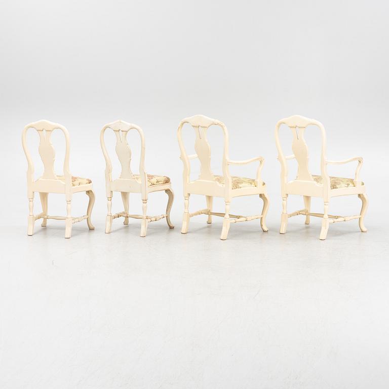 A set of four 20th century Rococo-style chairs.