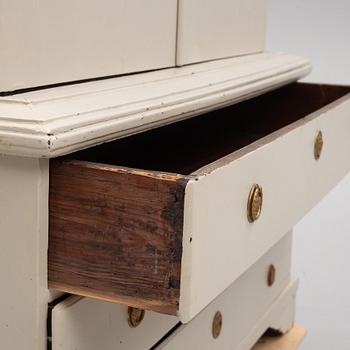 A grey painted Gustavian cabinet, circa 1800.