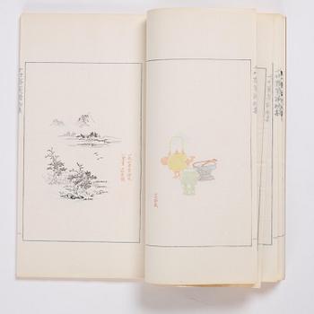Bok med träsnitt, fyra volymer. "Shi zhu zhai jian pu" av Hu Zhengyan.