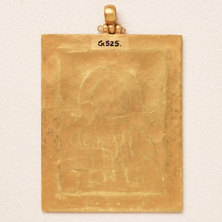 Plaque, guld och cloisonnéemalj, Bysantinsk stil, sentida.