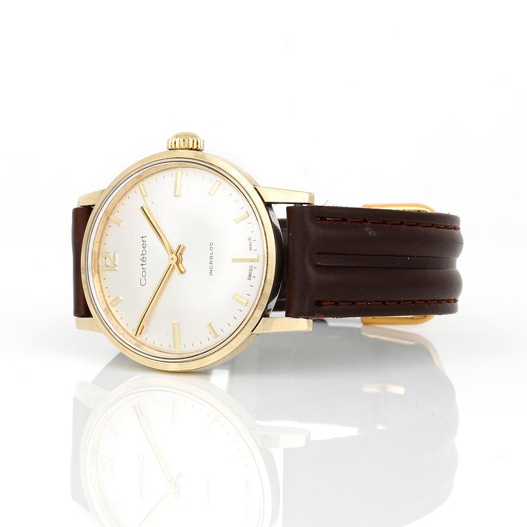 ARMBANDSUR, stål och 14K guld, Cortébert, Incabloc, 1900-talets mitt.