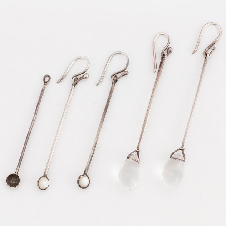 Two pair + one Vivianna Torun Bülow-Hübe silver earrings.