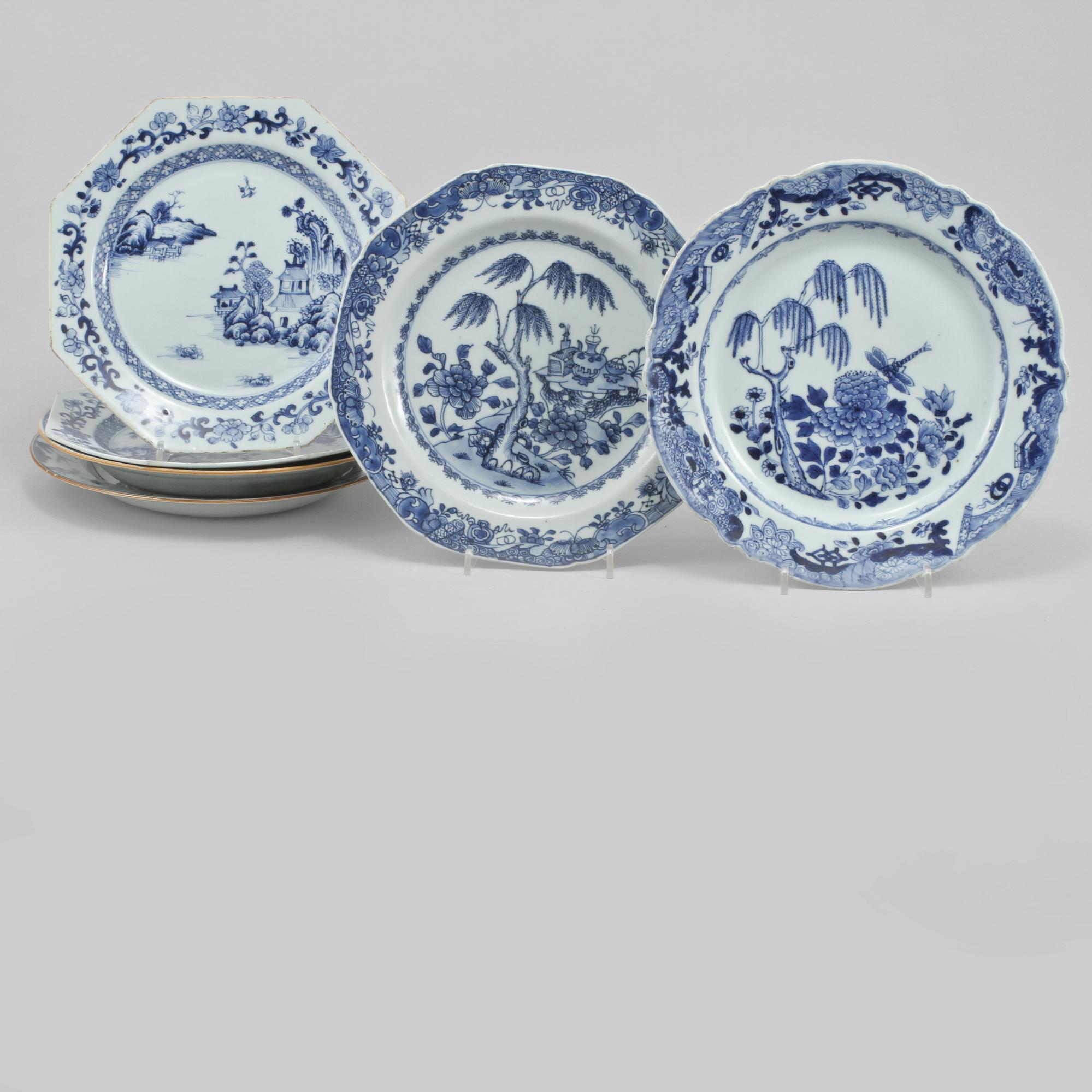 TALLRIKAR, 6 st, porslin, Kina, 1700-tal.