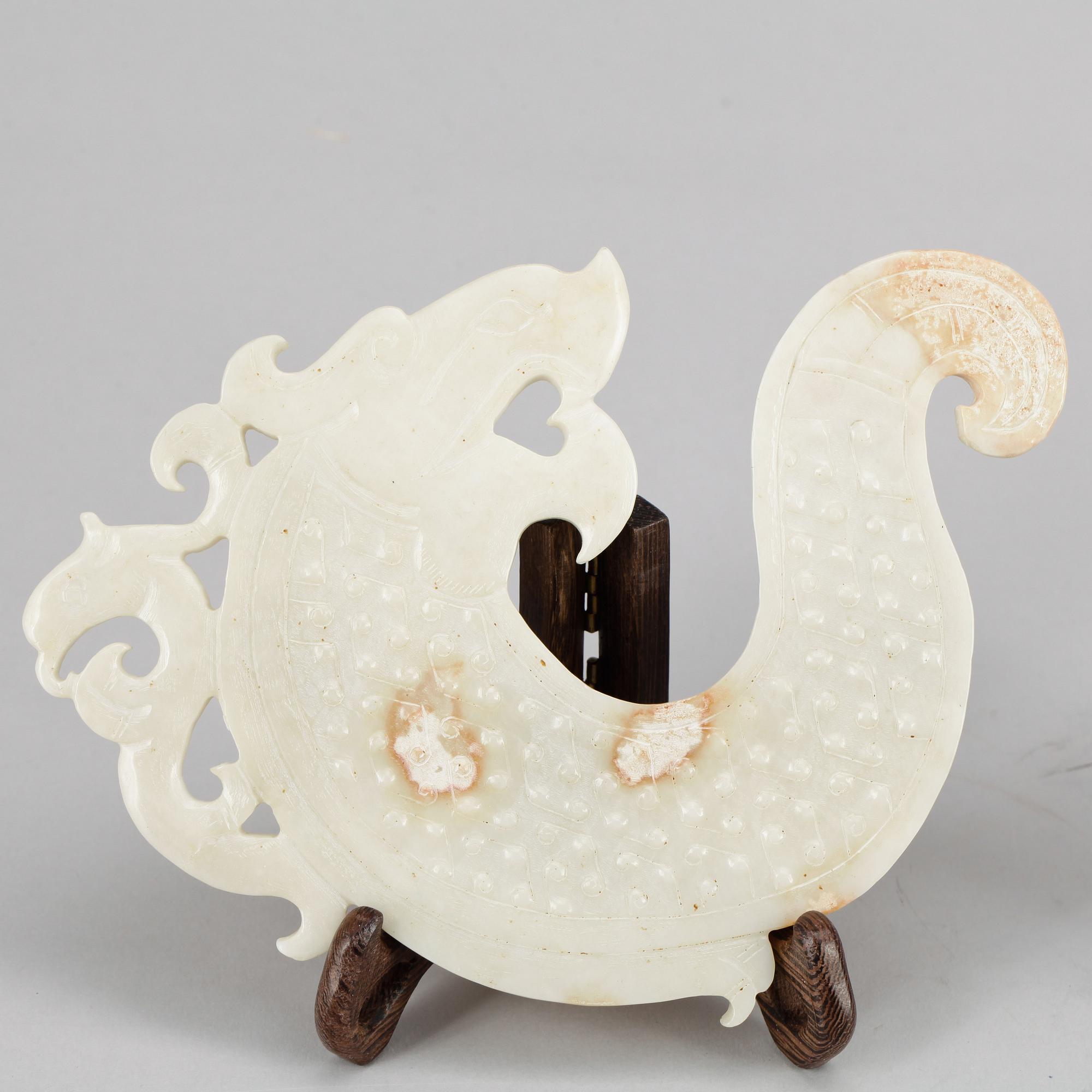 PARTI STEN, 3 delar, nefrit/jade. 1900-tal.