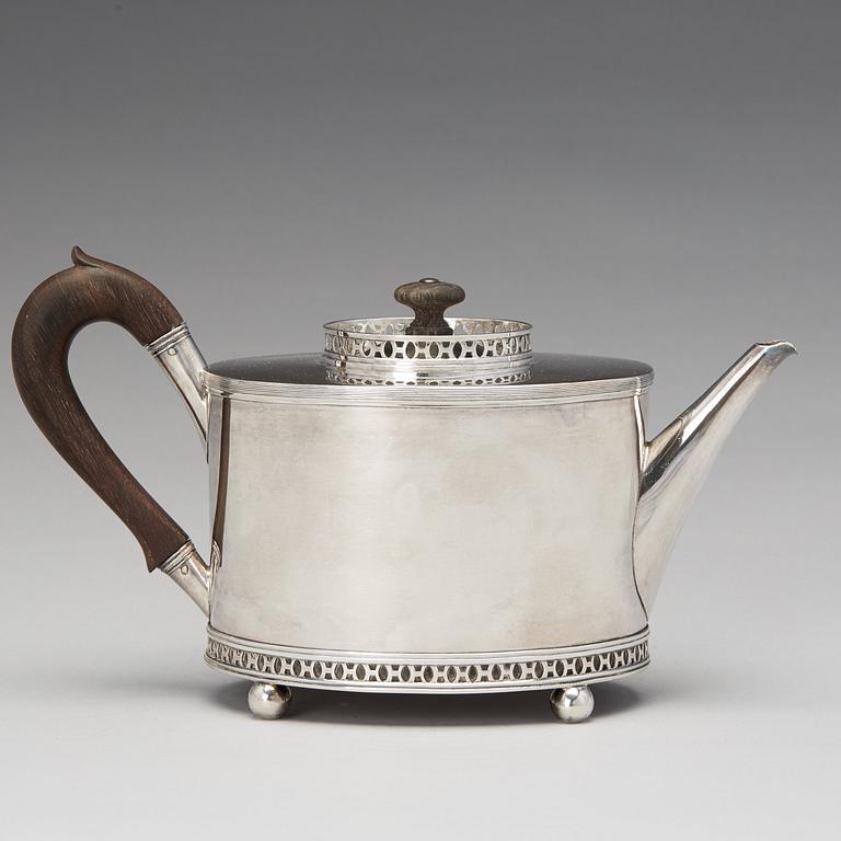 A Swedish late Gustavian parcel-gilt silver tea-pot, mark of Gustaf Georg Rehnberg, Norrköping 1807.