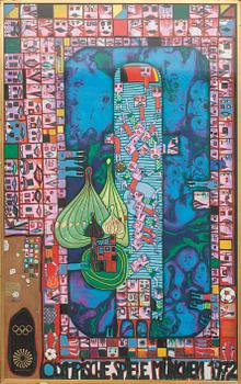 FRIEDENSREICH HUNDERTWASSER, färgserigrafi, signerad  och numrerad 3673/3999.
