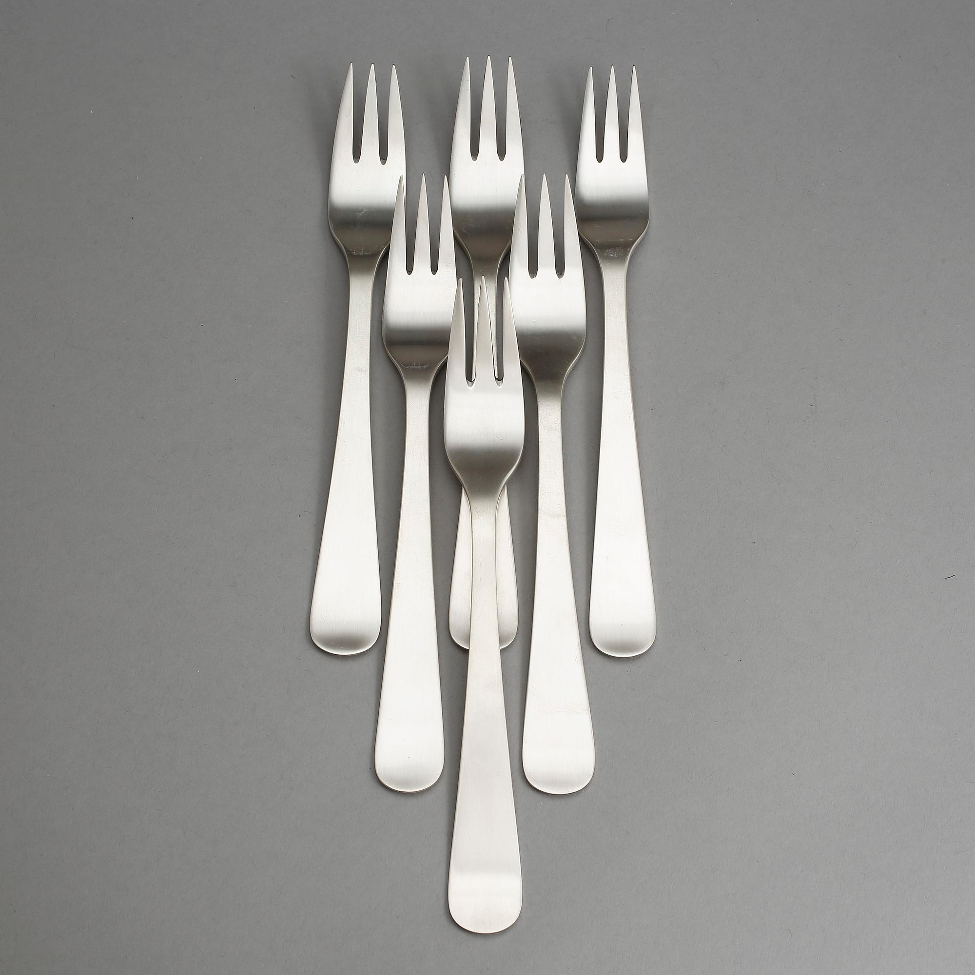 FISKGAFFLAR, 6 st, silver, Wiwen Nilsson, signerade, 1933-40. Tot vikt 336 gram.