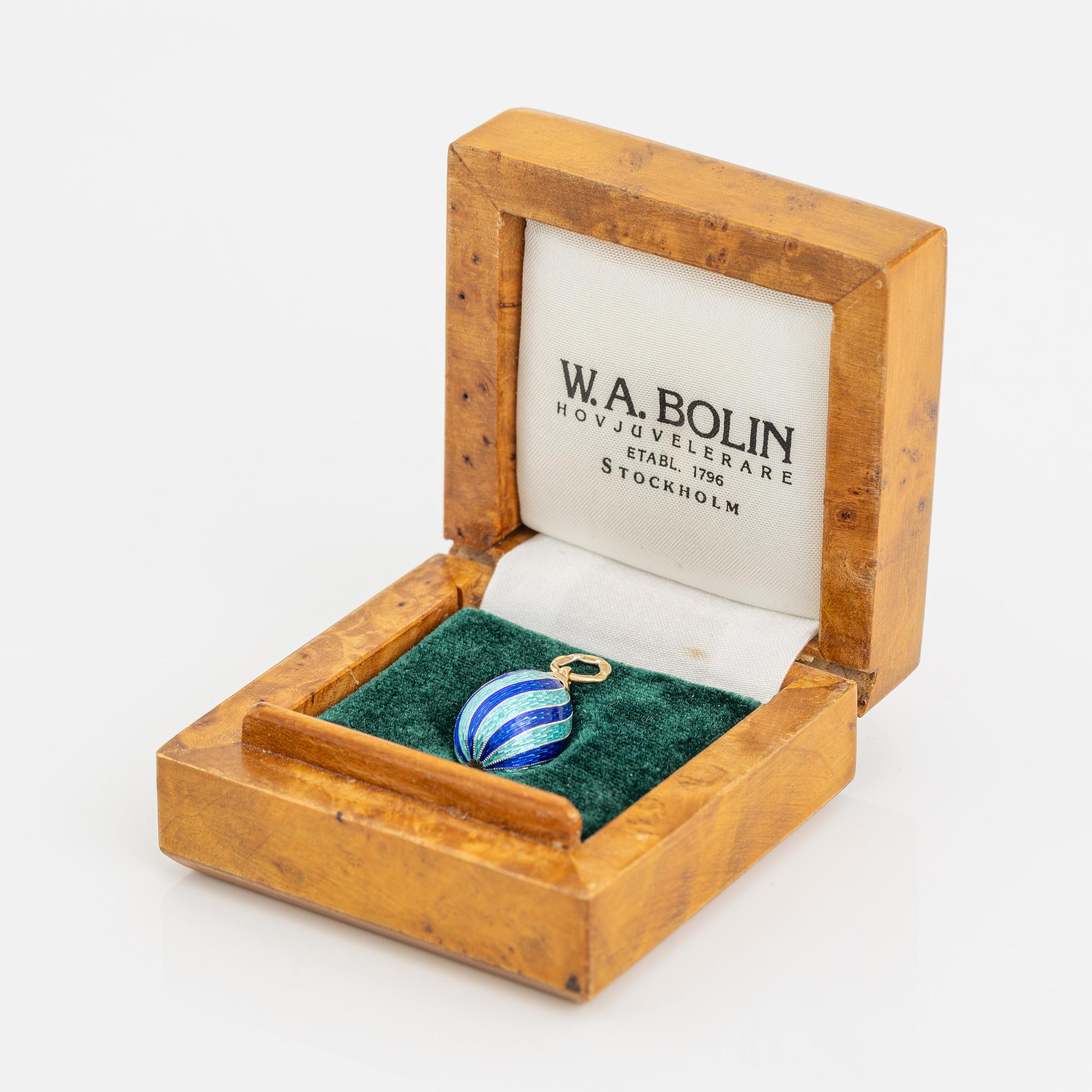 W.A. Bolin, egg, 18k gold and silver with enamel.
