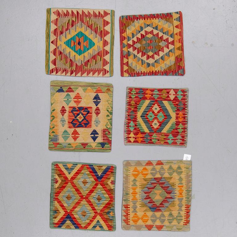 Six Kilim cushions, ca 45 x 45 cm.