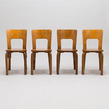 Alvar Aalto, four '66' chairs, O.Y. Huonekalu-ja Rakennustyötehdas A.B. Finland, 1930's/1940's.