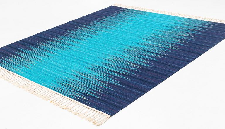 Claesson Koivisto Rune, a carpet, "Forell, Norrskensblå", flat weave, ca 223 x 212 cm, signed AB MMF MC EK OR.