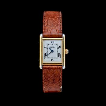 328. WRIST WATCH, CARTIER, Tank, goldplated silver, c. 2001.