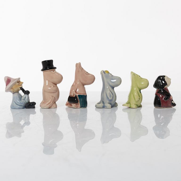 Leo Tykkyläinen, figuriner, 6 st, "Mumin", Arabia, 1950/60-tal.