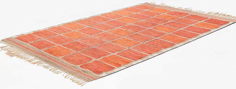 Märta Måås-Fjetterström, a carpet, "Rutig röd halvflossa", knotted pile in relief, c 307 x 204 cm, signed MMF.