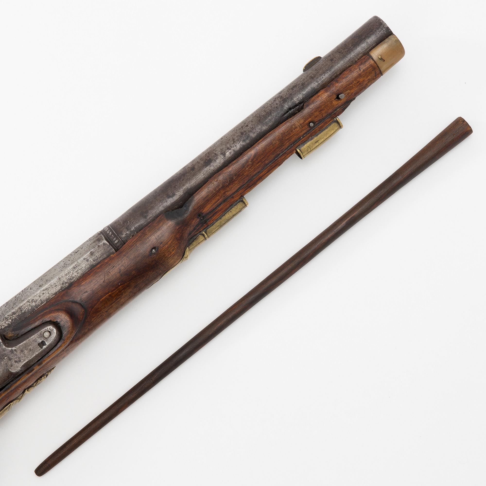 Percussion pistol, converted from flintlock, by Jonas Engvall, Jönköping (1718-45).