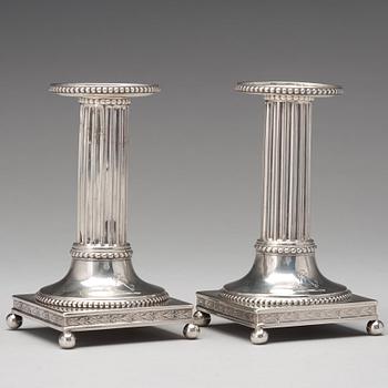 A pair of Swedish 18th century silver candlesticks, mark of Johan Ekholm, Stockholm 1799.